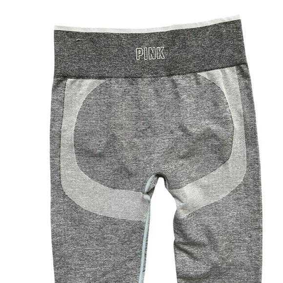 Victoria's Secret Pink Seamless Lot 2 Leggings size L gray black stretch yoga - Picture 3 of 6